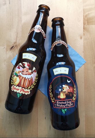 Beer bottle with decals
